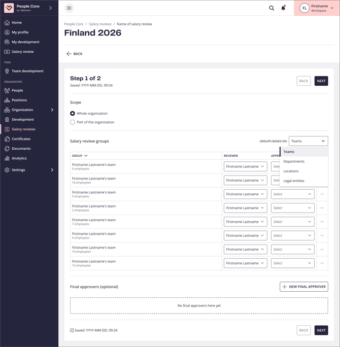 Salary review group 1