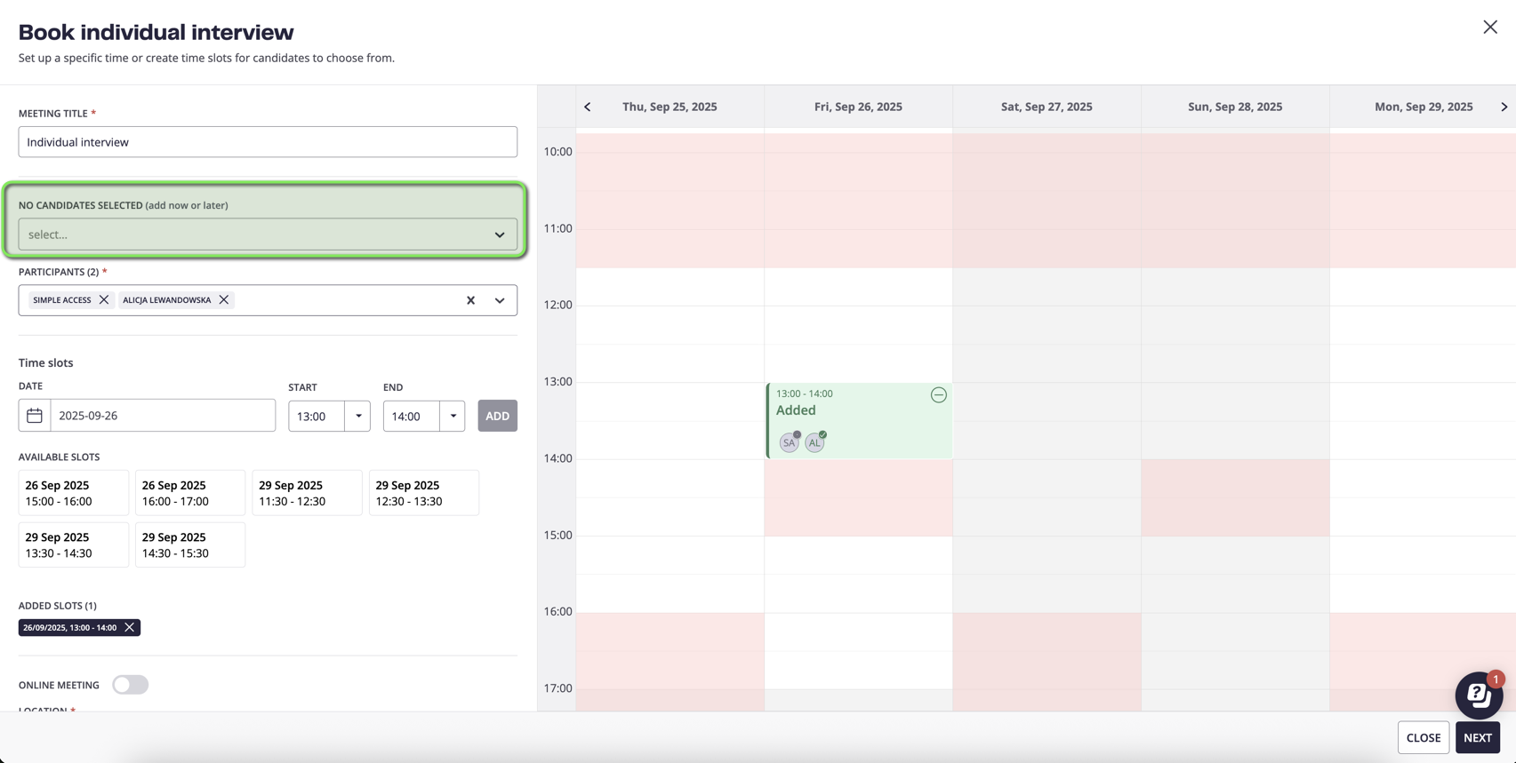 Interview Scheduler with Calendar sync and online meetings